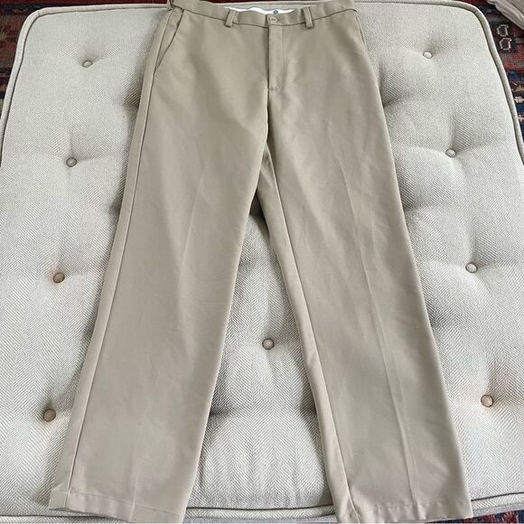 Haggar Mens Khaki Chino Pants Flat Front 34 x 32 - Picture 6 of 7